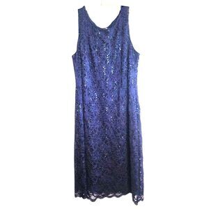Catherine's Women Dark Blue Sequins Evening/Cocktail Midi Straigth Dress sz 22W
